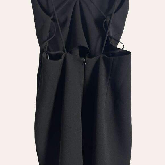 Misha Benecia Black Strappy Back Midi Cocktail Dress Size 10 - Picture 12 of 16